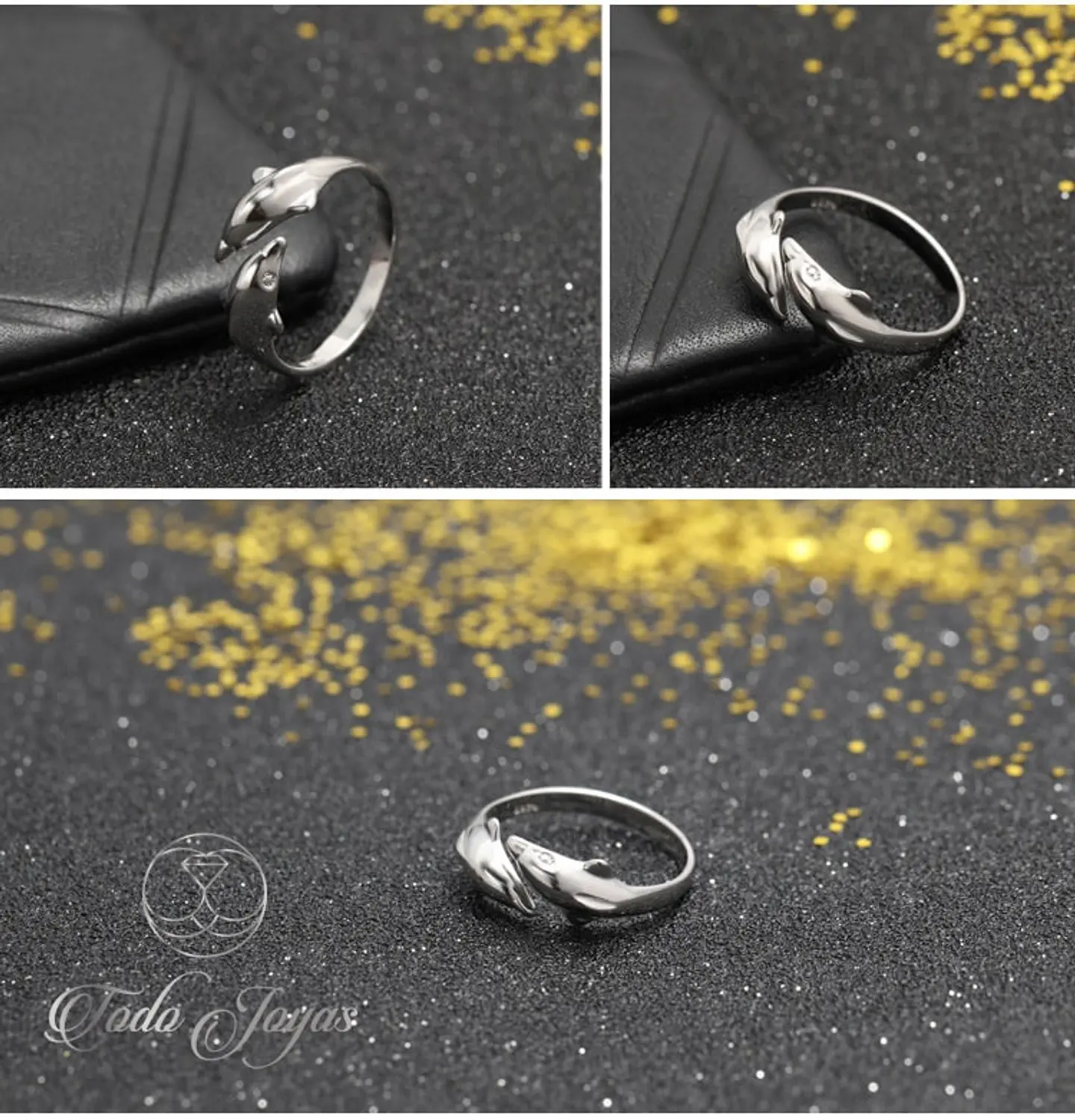 Anillo Delfines Plateado 3