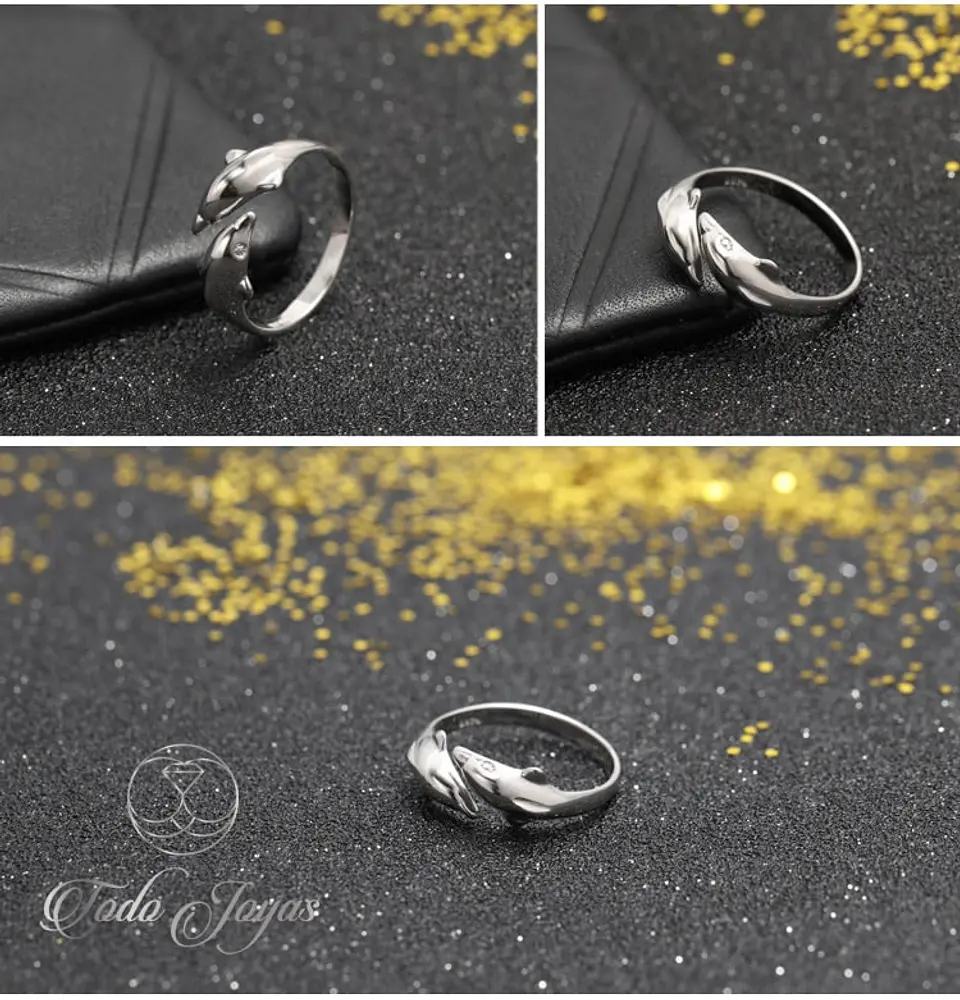 Anillo Delfines Plateado 3