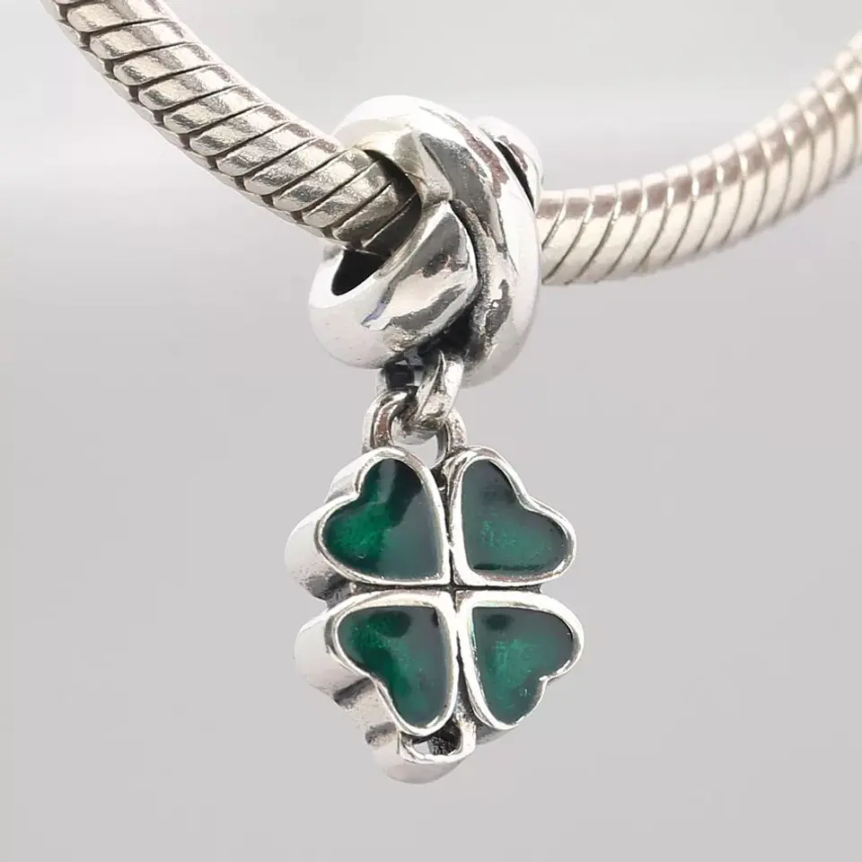 Charm Dije Plata 925 Trebol Verde 698 2