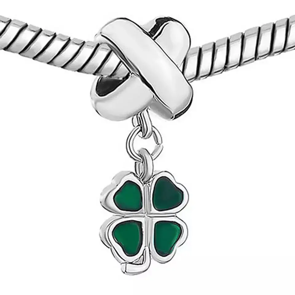 Charm Dije Plata 925 Trebol Verde 698 4