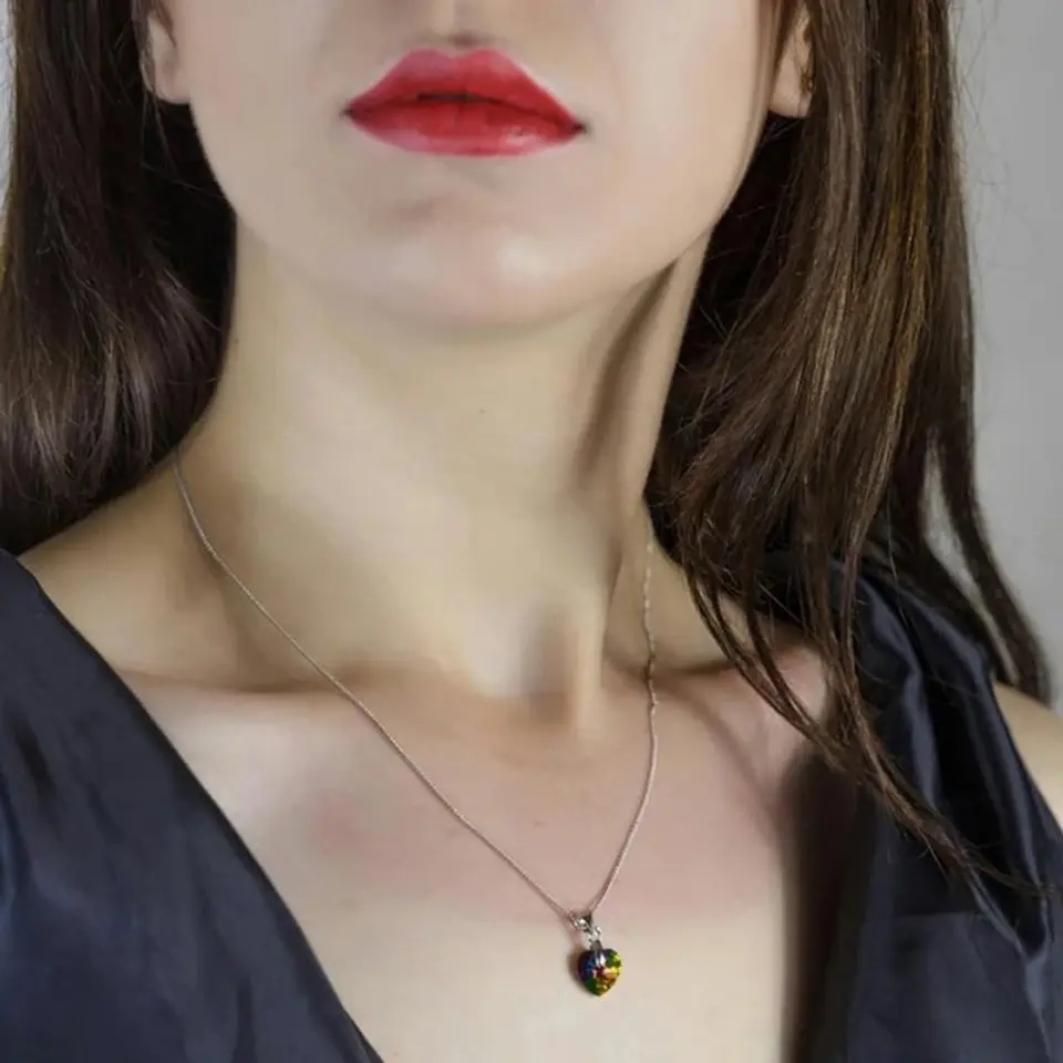 Collar Colgante Cristal Tornasol Plateado 2