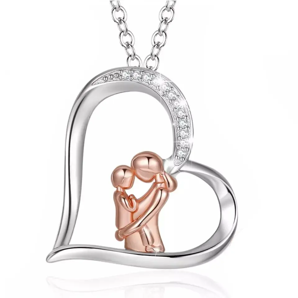 Collar Plata 925 Corazon Mama e Hijo 1