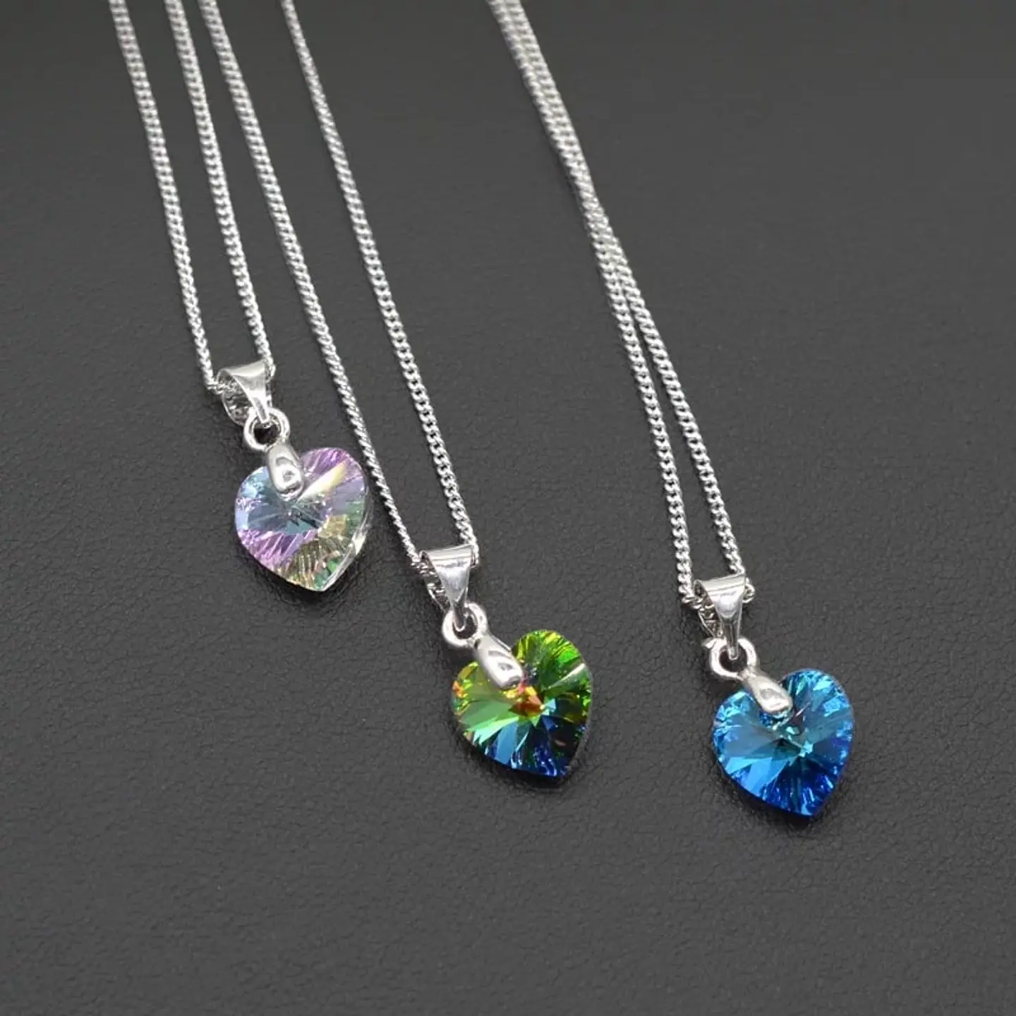 Collar Colgante Cristal Azul Plateado 3