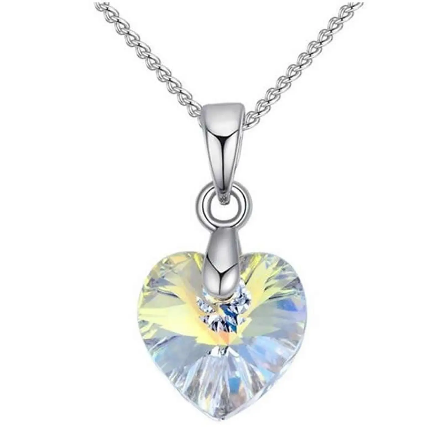 Collar Colgante Cristal Aurora Boreal Plateado 1