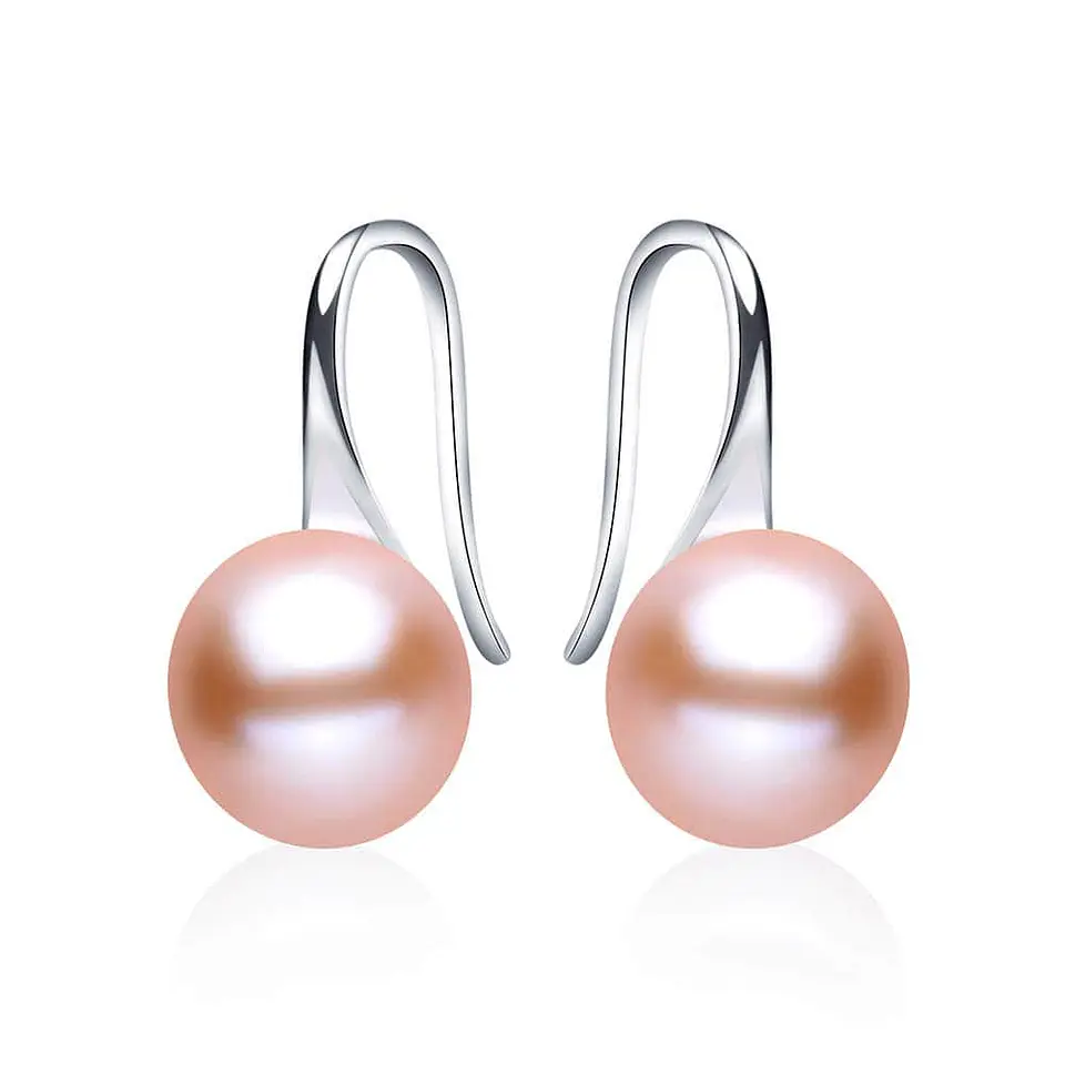 Aros Plata 925 Perla Rosado 1