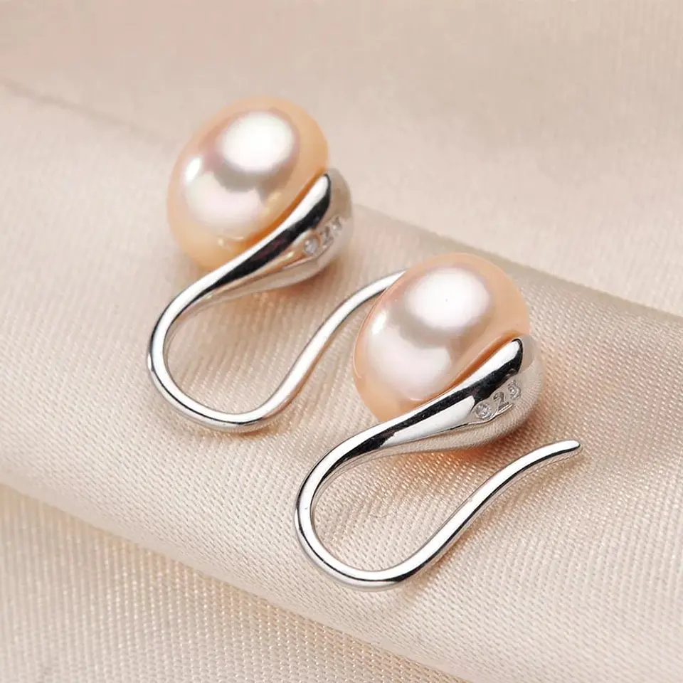 Aros Plata 925 Perla Rosado 2