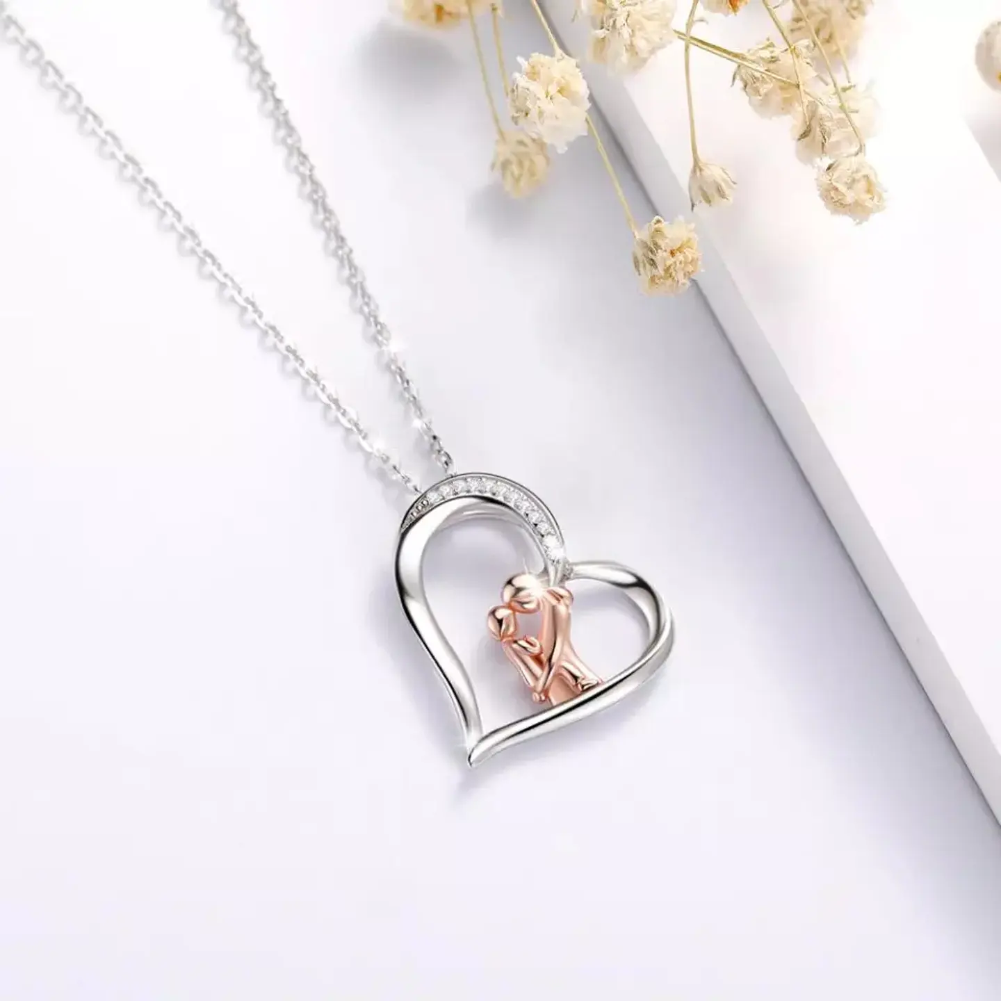 Collar Plata 925 Corazon Mama e Hijo 3