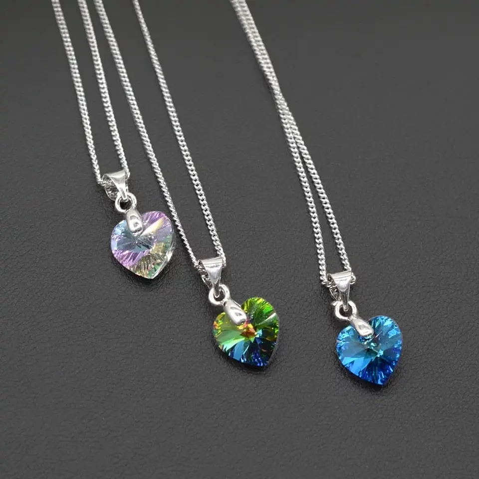 Collar Colgante Cristal Aurora Boreal Plateado 3