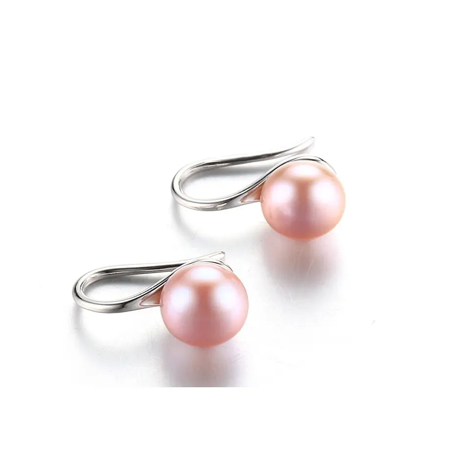 Aros Plata 925 Perla Rosado 5
