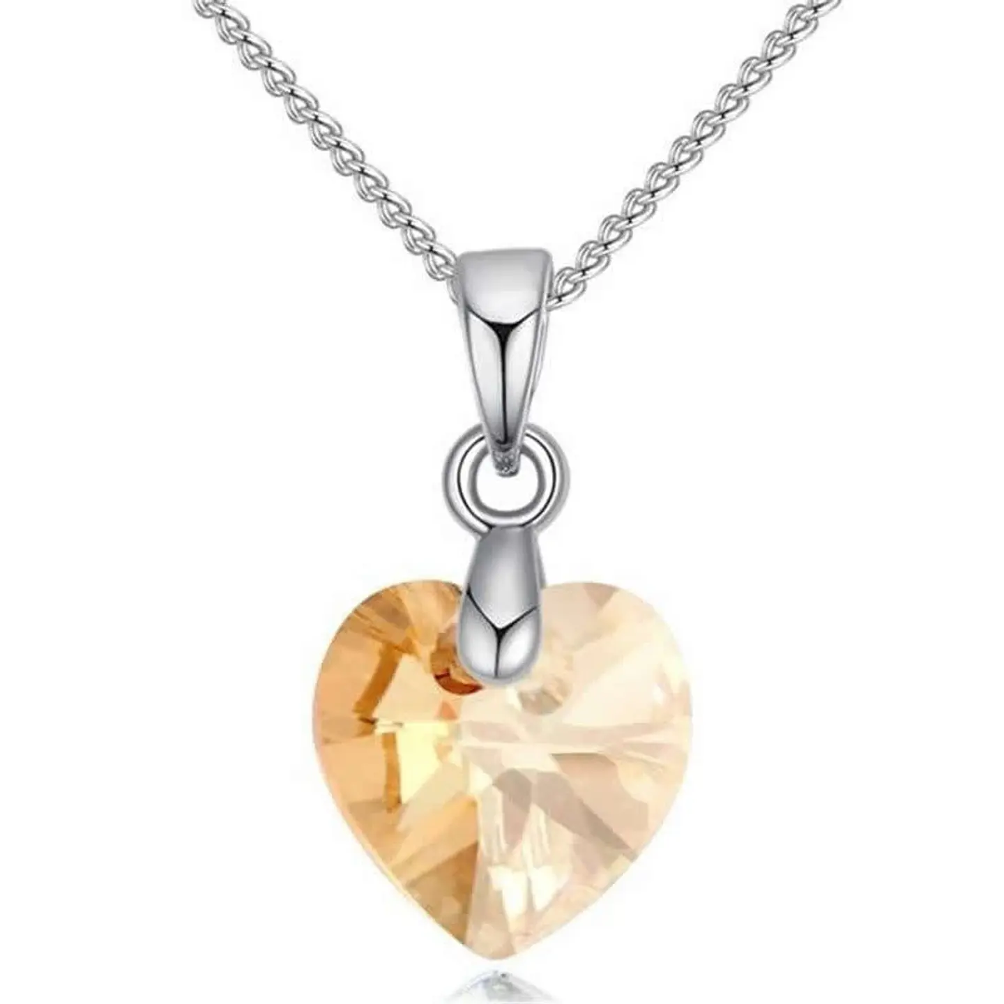 Collar Colgante Cristal Amarillo Plateado 1