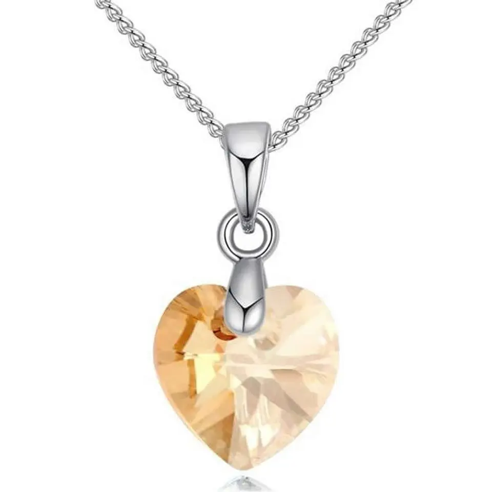 Collar Colgante Cristal Amarillo Plateado 1