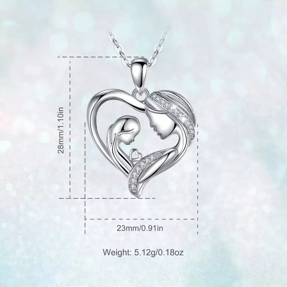 Collar Plata 925 Corazon Mama Hijo Plateado 6