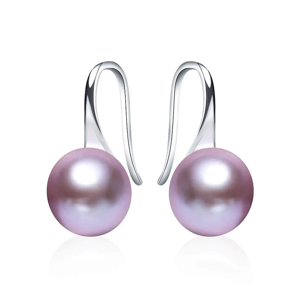 Aros Plata 925 Perla Morado 1