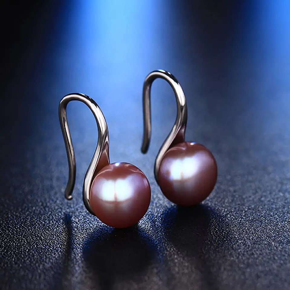 Aros Plata 925 Perla Morado 3