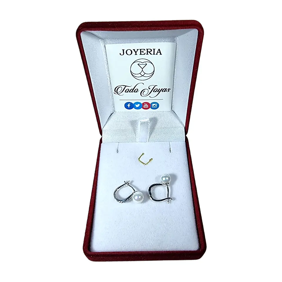 Aros Plata 925 Argolla Perla 2