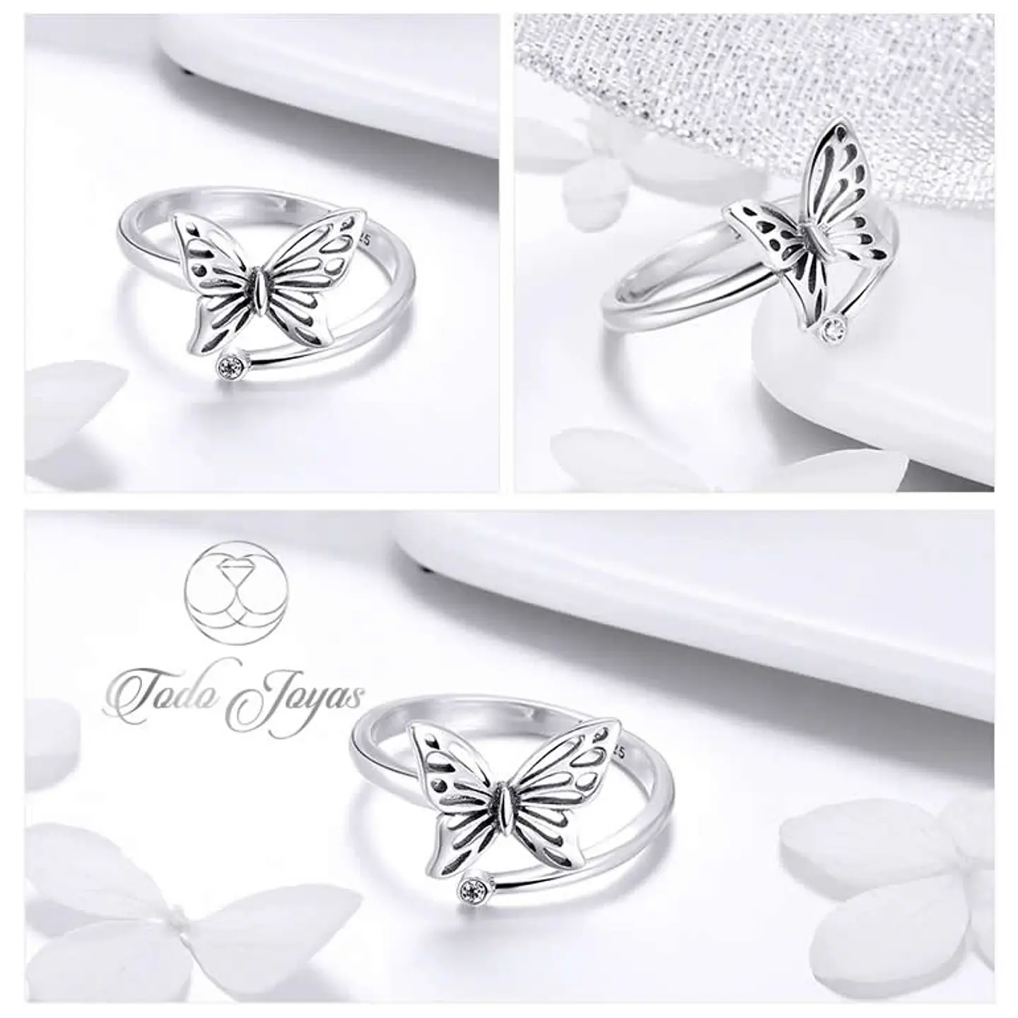 Anillo Plata 925 Mariposa y Circon 2