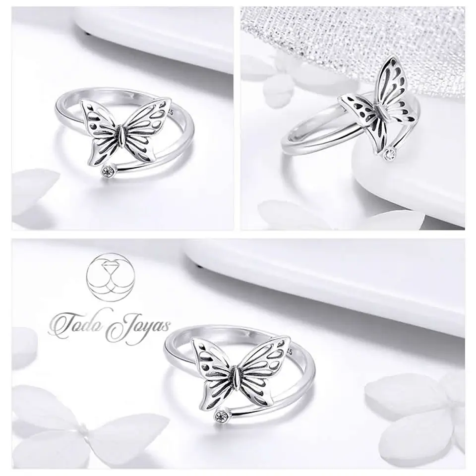 Anillo Plata 925 Mariposa y Circon 2
