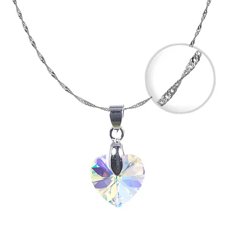 Collar Plata 925 Cristal 14mm Aurora Boreal 