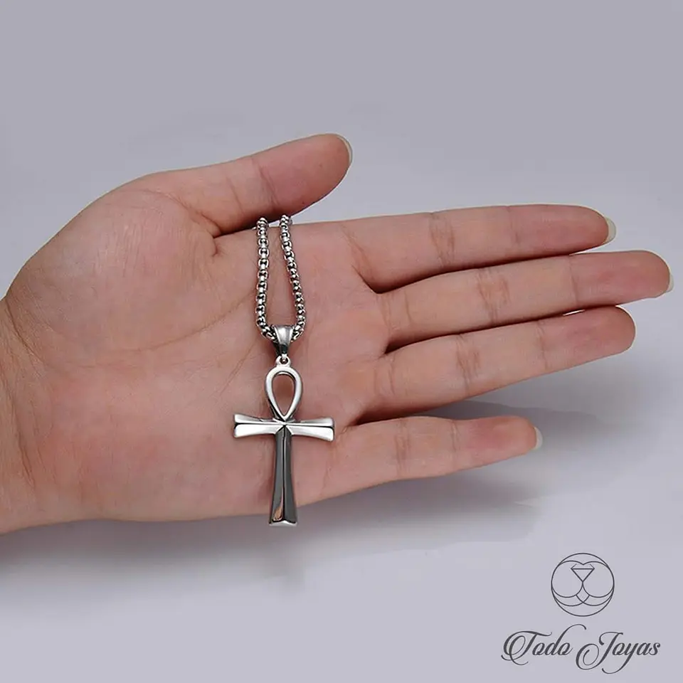 Cruz Egipcia Ankh Acero 50mm Con Cadena 60cm 2