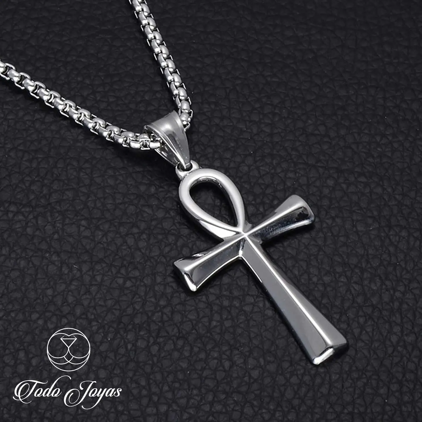 Cruz Egipcia Ankh Acero 50mm Con Cadena 60cm 3