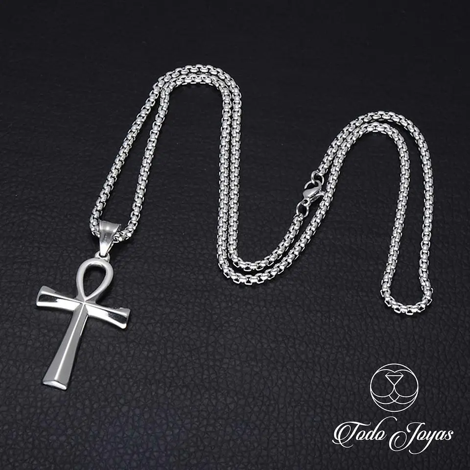 Cruz Egipcia Ankh Acero 50mm Con Cadena 60cm 4