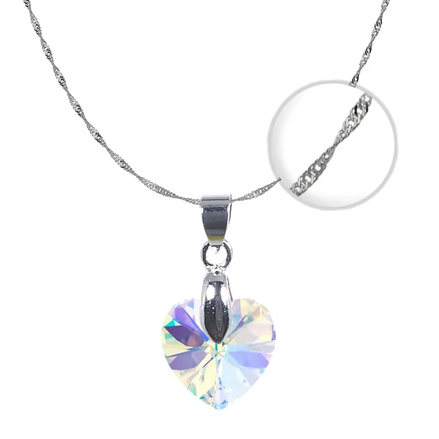 Collar Plata 925 Cristal 18mm Aurora Boreal  1