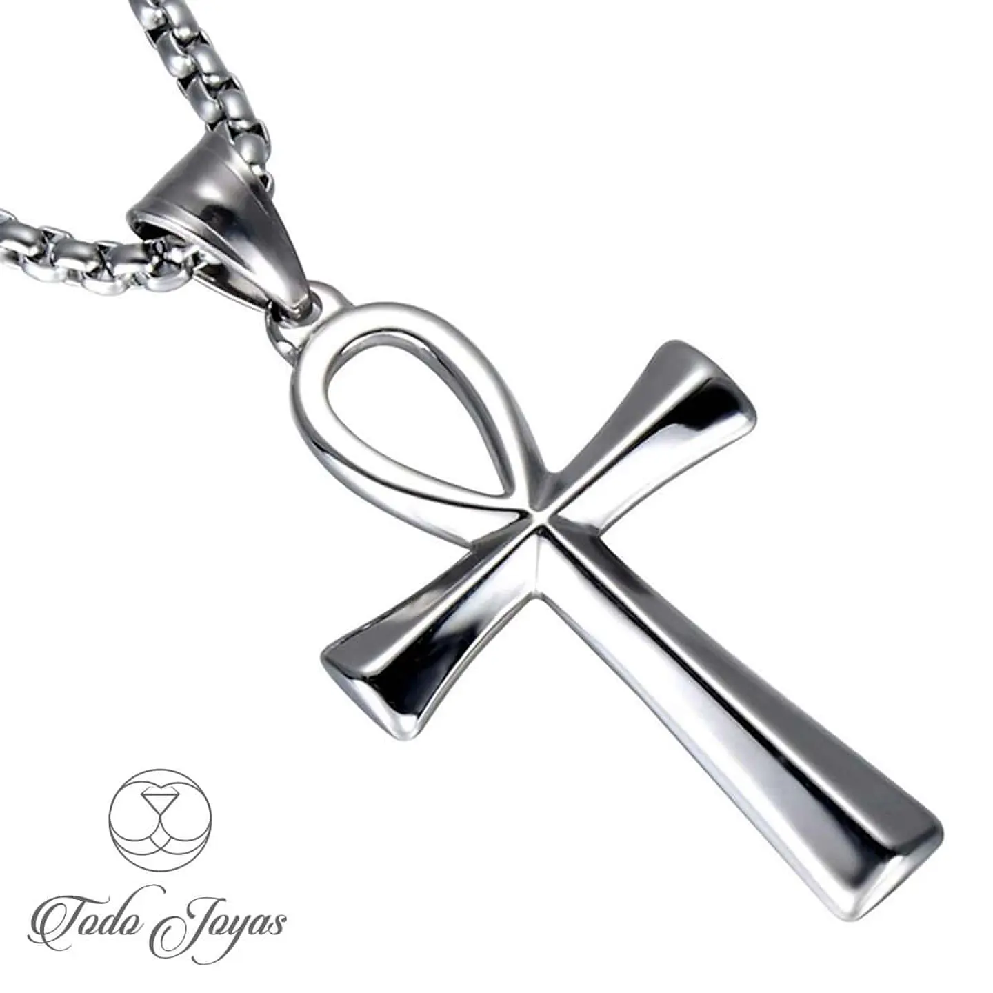 Cruz Egipcia Ankh Acero 50mm Con Cadena 60cm 6