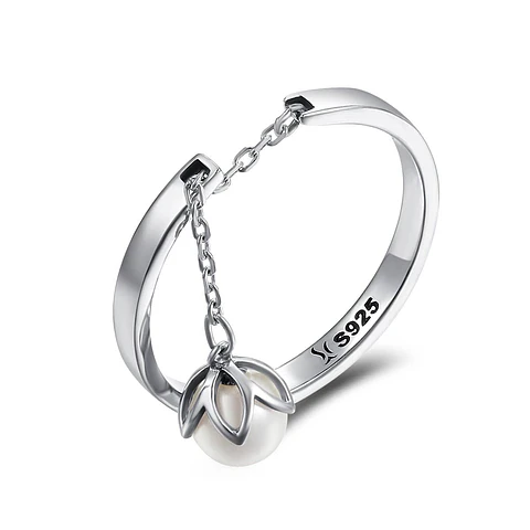 Anillo Plata 925 Flor y Perla