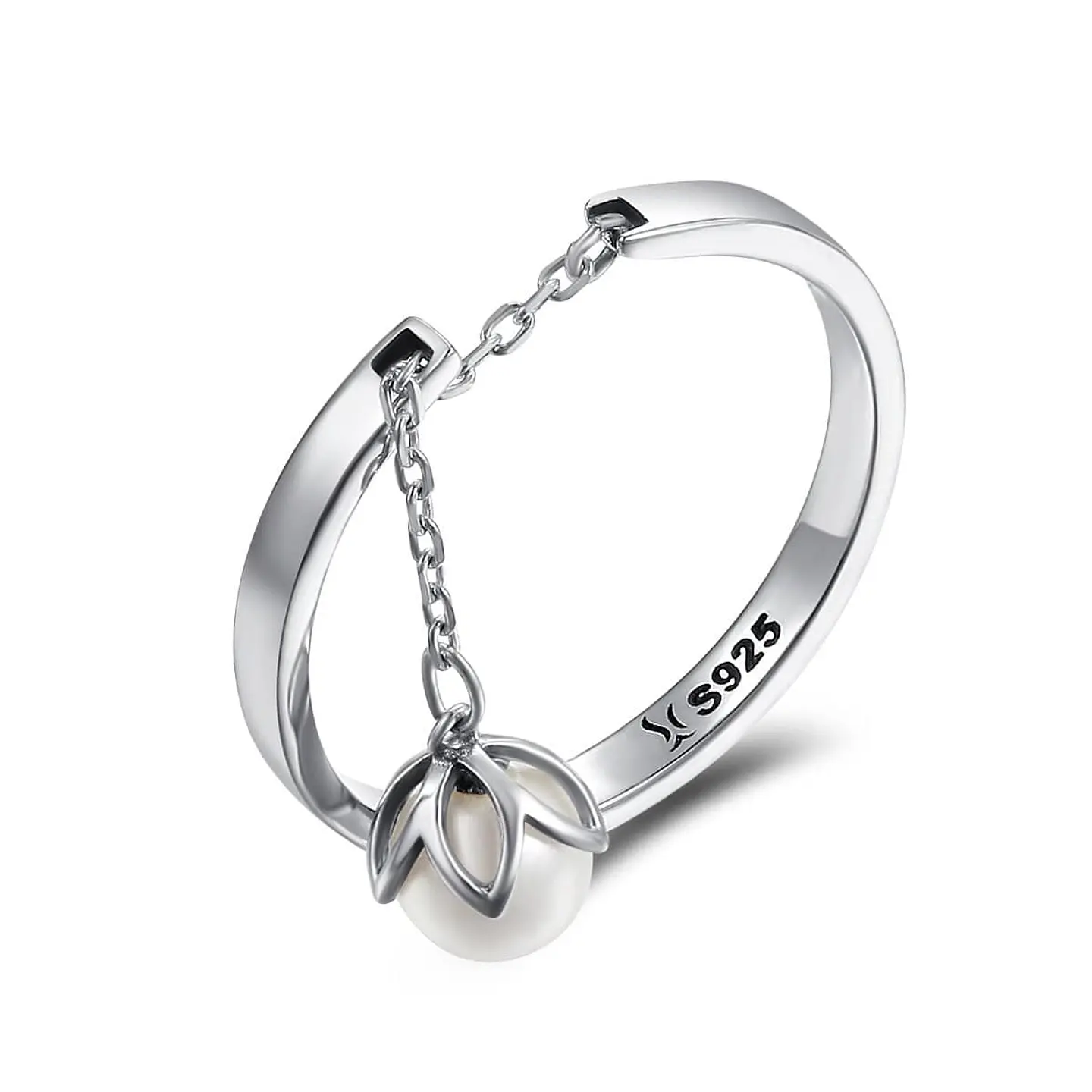 Anillo Plata 925 Flor y Perla 1