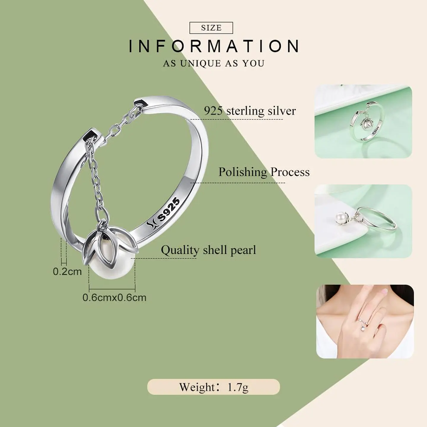 Anillo Plata 925 Flor y Perla 3