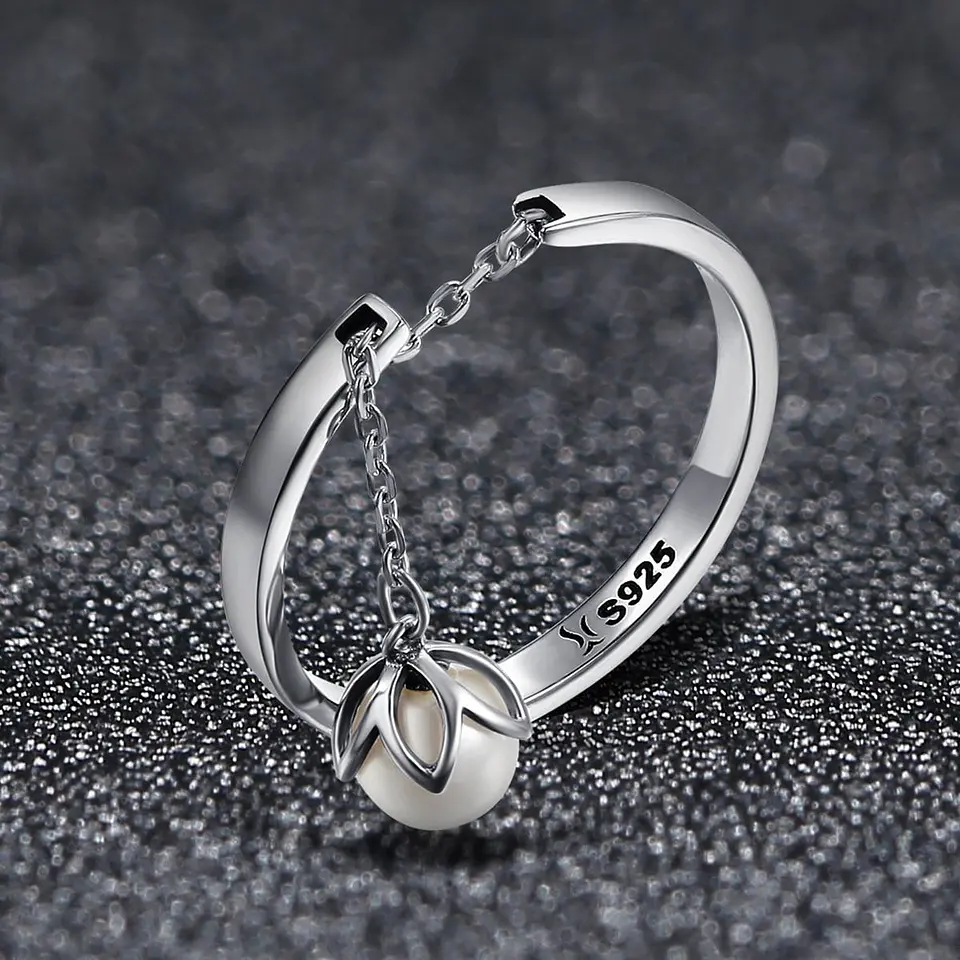 Anillo Plata 925 Flor y Perla 4