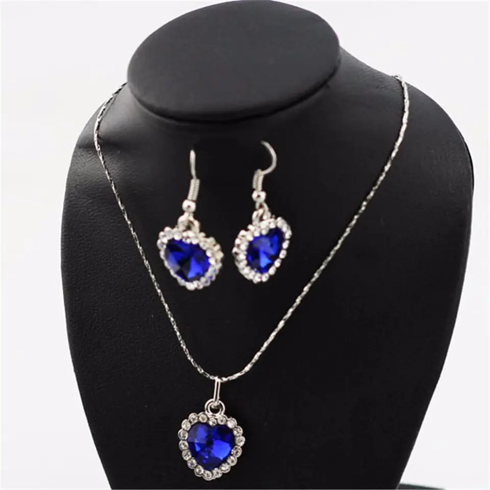 Conjunto Collar Aros Titanic Corazon Oceano 4