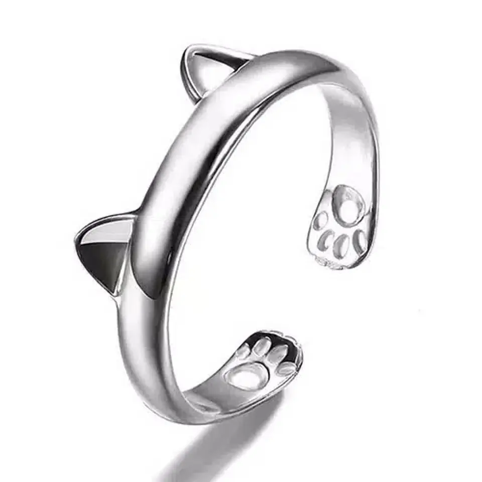 Anillo Orejas Gato Plateado 1