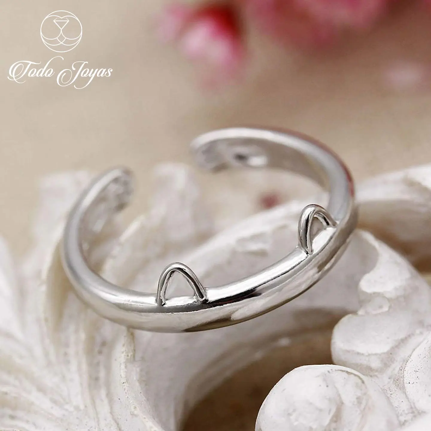 Anillo Orejas Gato Plateado 2