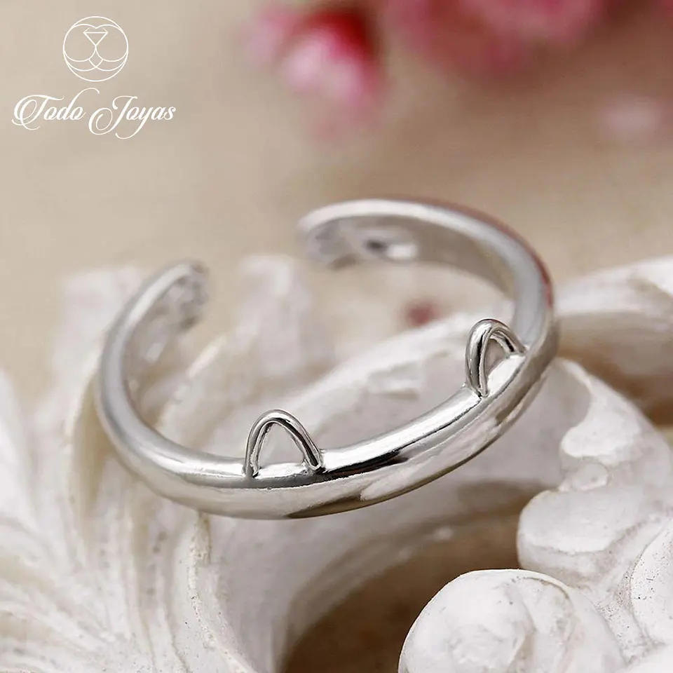 Anillo Orejas Gato Plateado 2