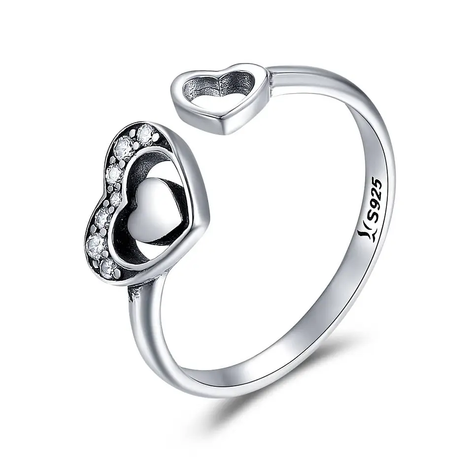 Anillo Plata 925 Corazon en Corazon 1