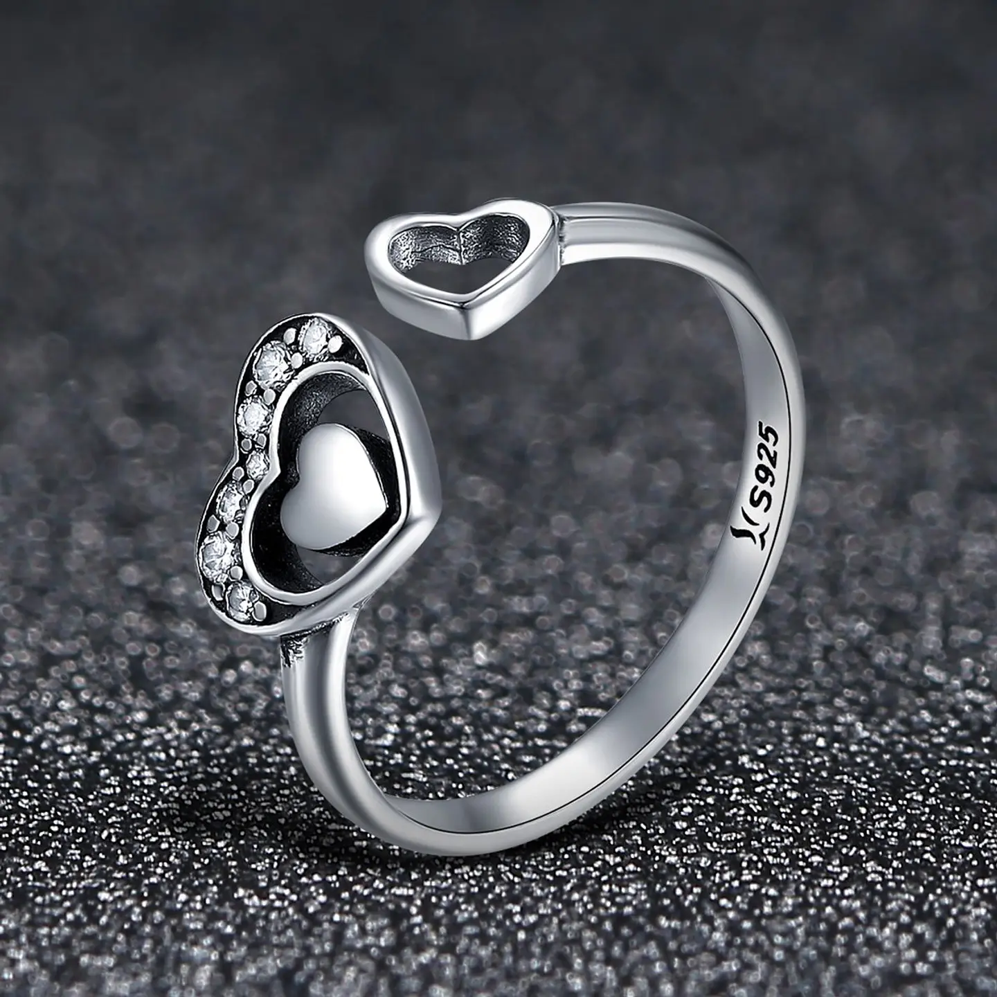 Anillo Plata 925 Corazon en Corazon 2