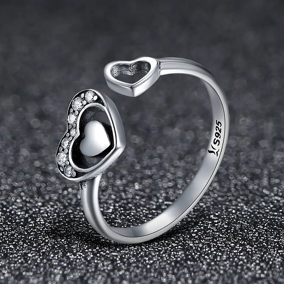 Anillo Plata 925 Corazon en Corazon 2
