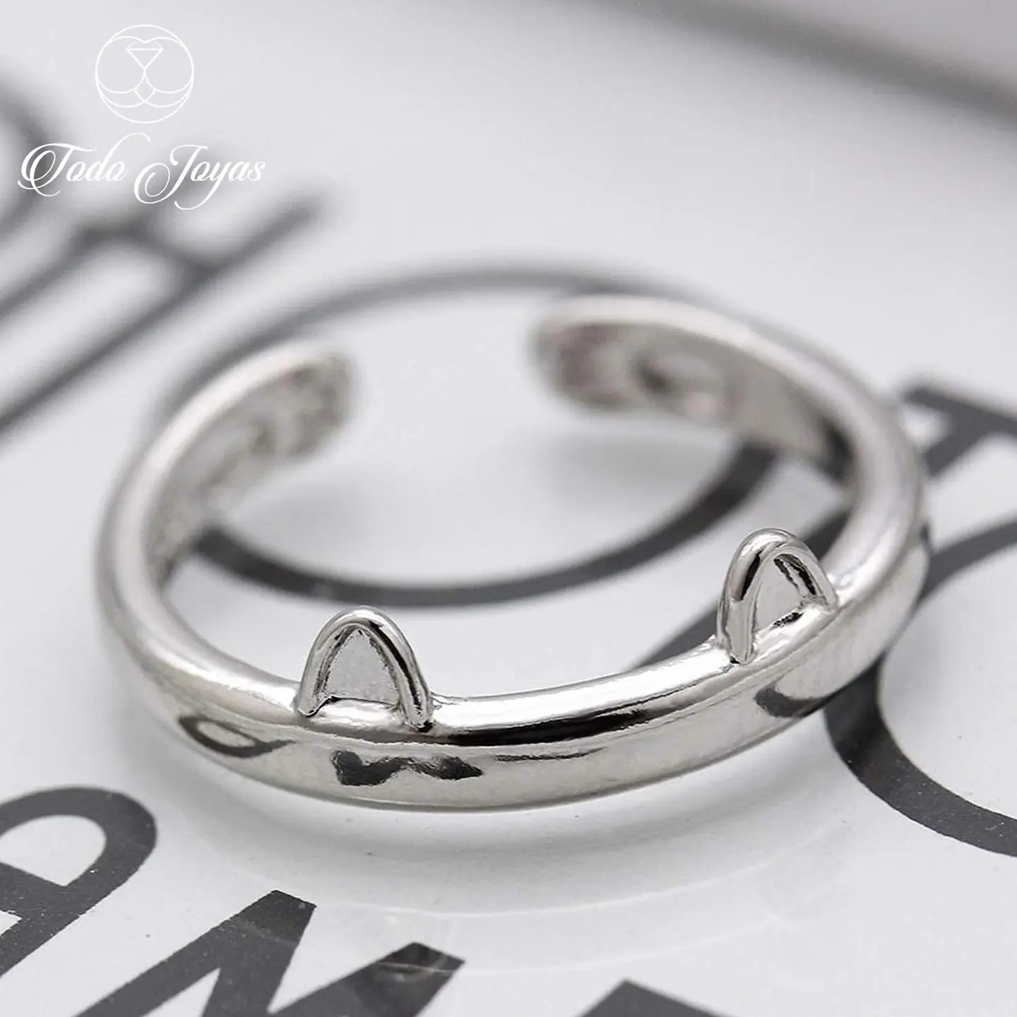 Anillo Orejas Gato Plateado 4