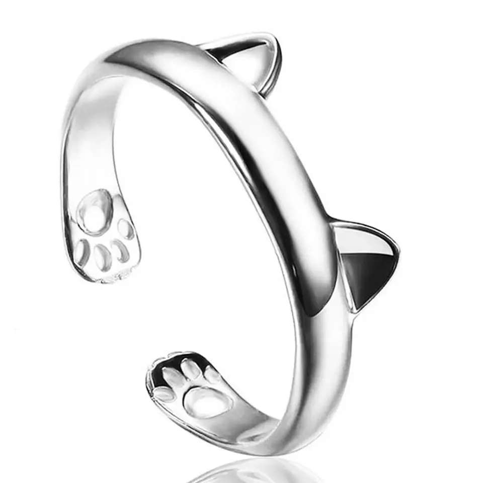 Anillo Orejas Gato Plateado 6