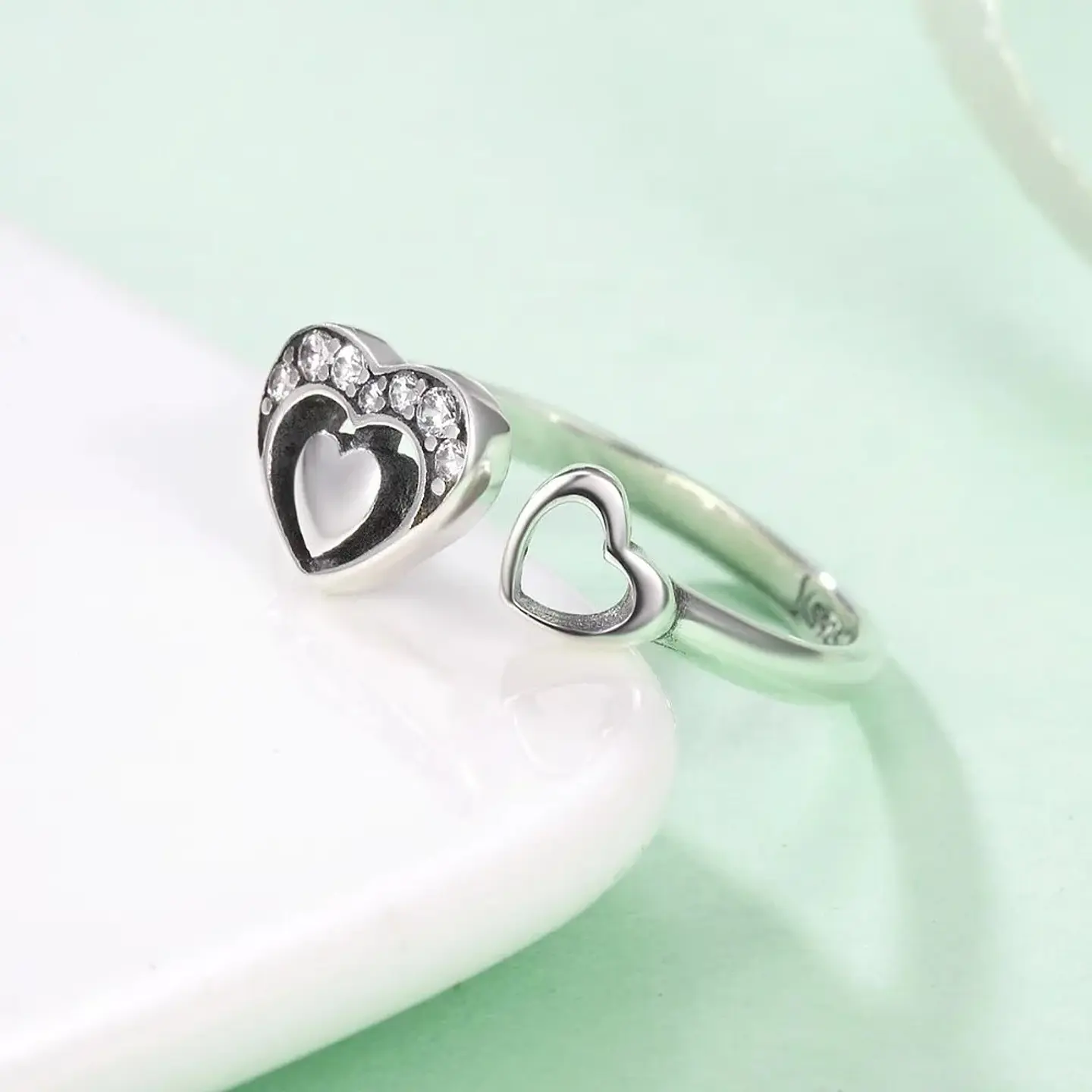 Anillo Plata 925 Corazon en Corazon 5