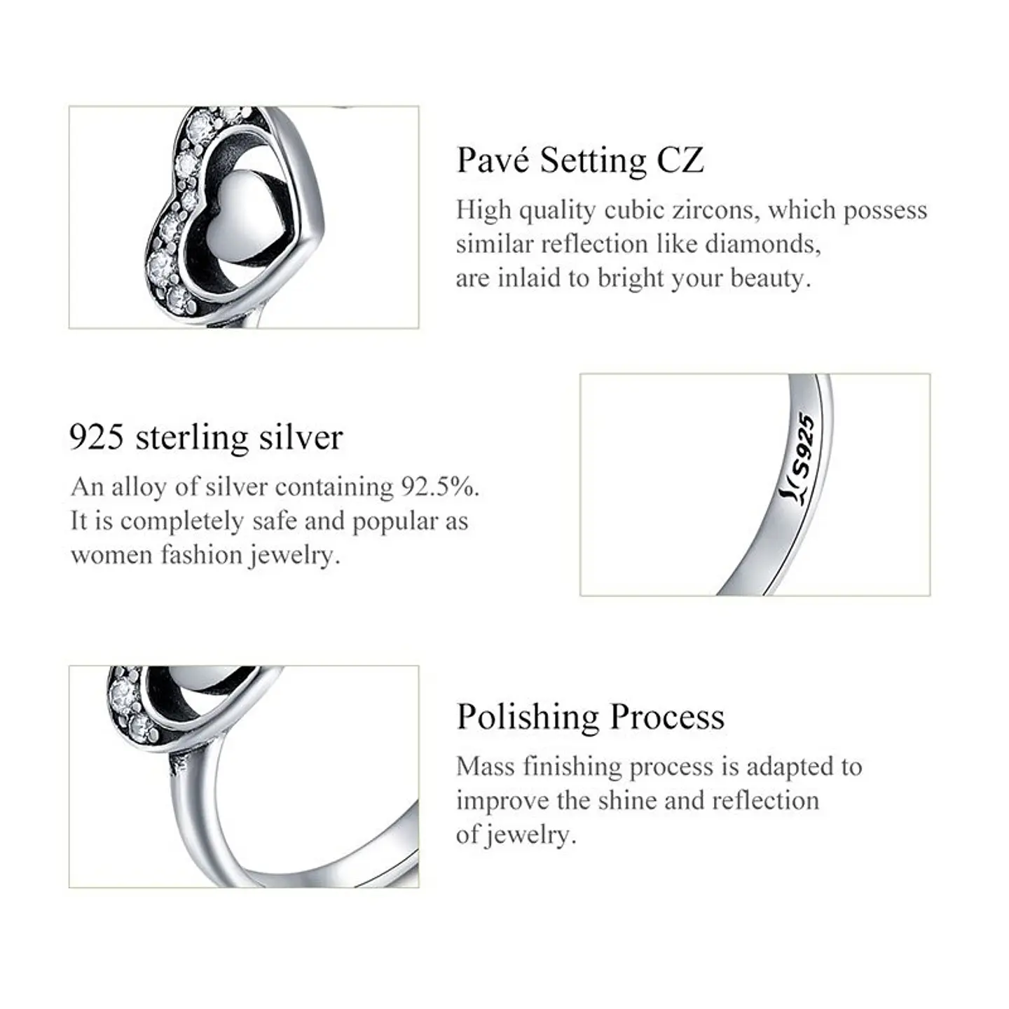 Anillo Plata 925 Corazon en Corazon 7