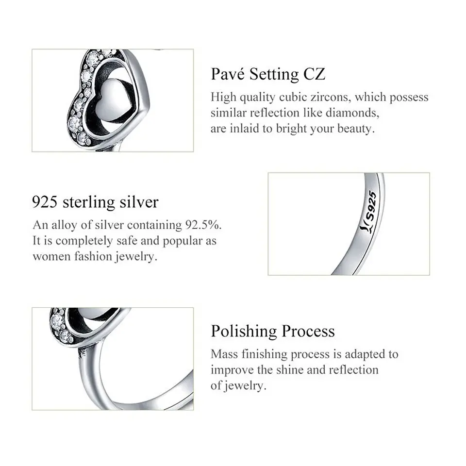 Anillo Plata 925 Corazon en Corazon 7