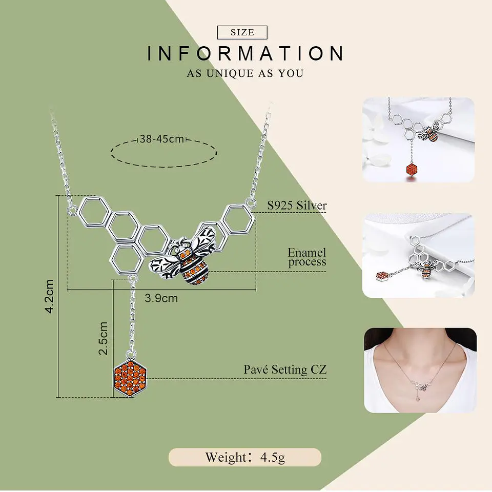 Collar Plata 925 Panal Abejas 2