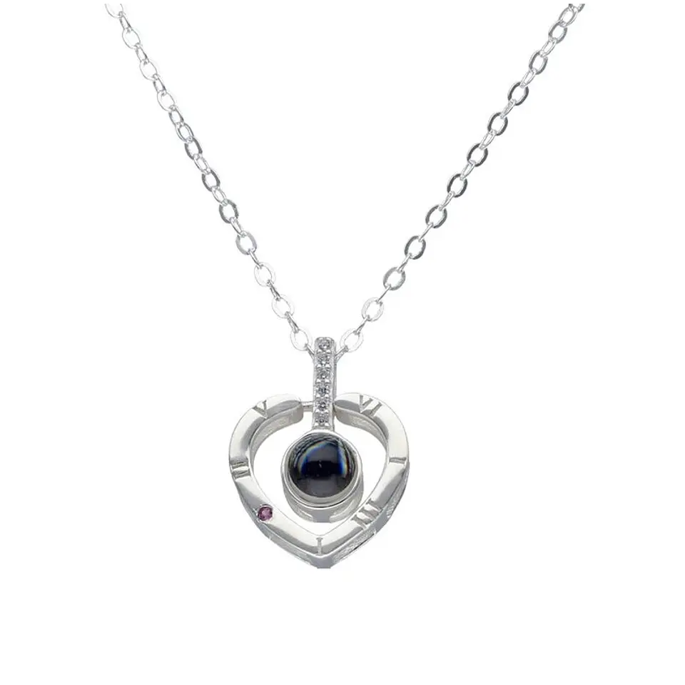Collar Plata 925 Corazon Te Amo en 100 idiomas 1