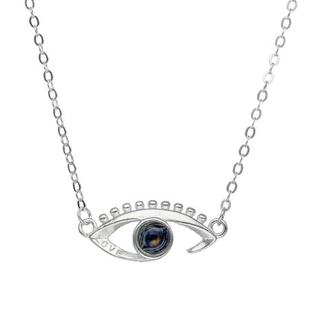 Collar Plata 925 Ojo Te Amo en 100 idiomas