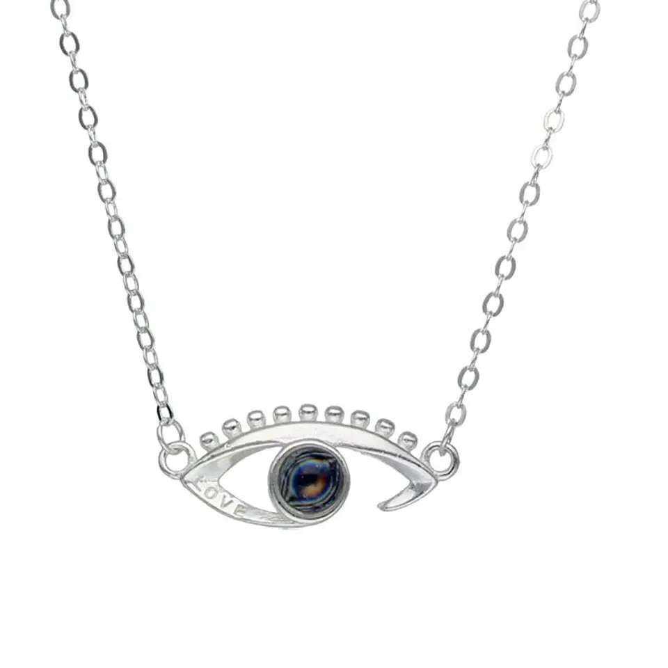 Collar Plata 925 Ojo Te Amo en 100 idiomas 1