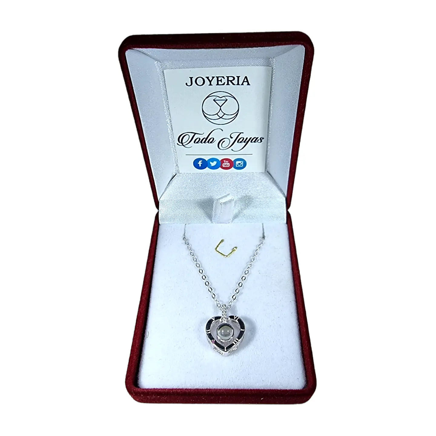 Collar Plata 925 Corazon Te Amo en 100 idiomas 2