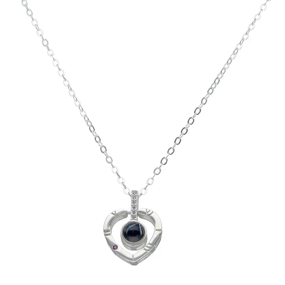 Collar Plata 925 Corazon Te Amo en 100 idiomas 3