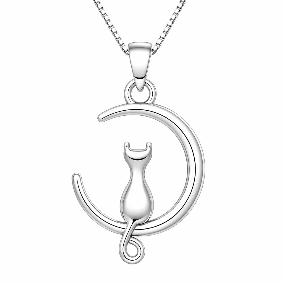 Collar Plata 925 Gato en Luna 1
